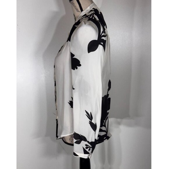 Joie KAYVAN Floral Silk Blouse, Porcelain / Black, Womens Size XS - Picture 5 of 7